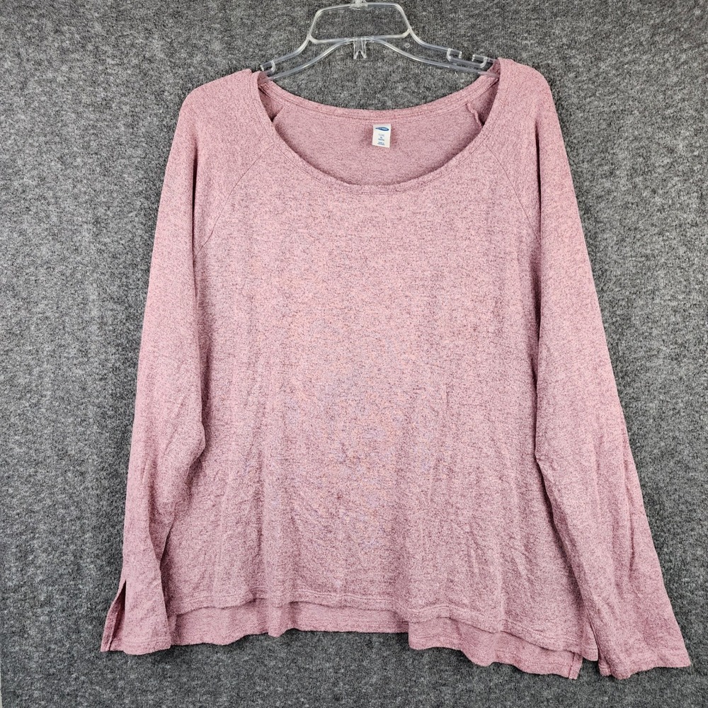 Old Navy Top Womens XLP Luxe Mauve Pink Heathered Long Sleeve Raglan EUC